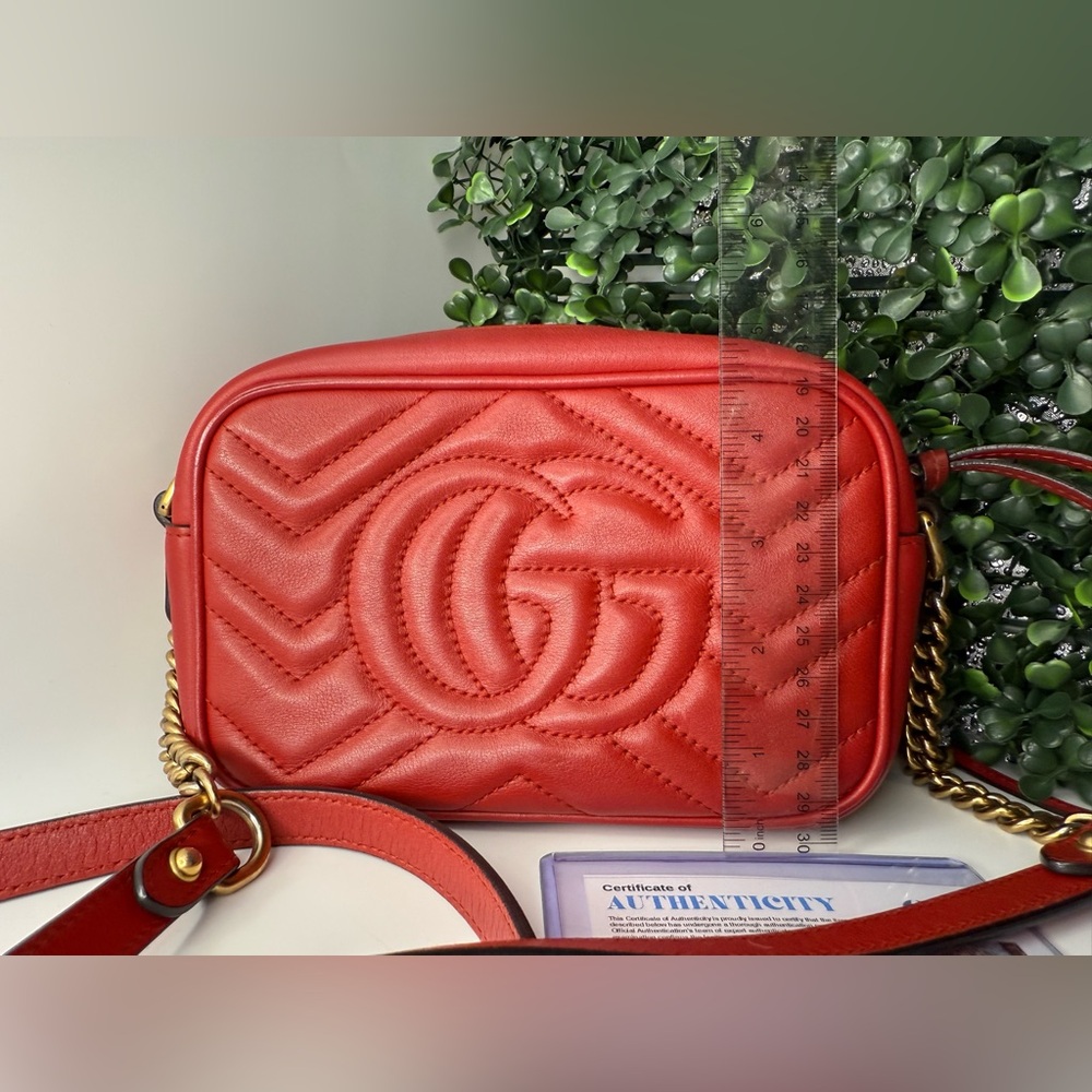 A cond Gucci GG Marmont mini camera bag in red quilted leather + free COA - Picture 8 of 12